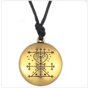 B21 Voodoo Loa Veve pendentif argent richesse amulette Vintage Religion esprit signes collier