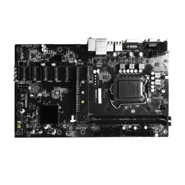 Livraison gratuite B250 BTC 6PCI-E Ordinateur de bureau Carte mère Carte mère professionnelle Entrée VGA + DVI USB 3.0 / 2.0 1151 DDR4 32G 7x PCIe Slots