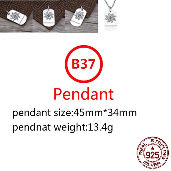 B37 S925 Pendentif en Argent Sterling Personnalisé Mode Simple Couple Créatif Croix Militaire Signe Lettre Net Rouge Punk Hip Hop Danse Style Bijoux Amant Cadeau