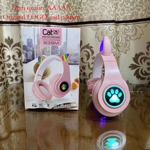 B39M oreilles de chat (pain en forme d'oreille de chat cuit à la vapeur) casque Bluetooth sans fil casque patte de chat lumière pliante nouveau droit