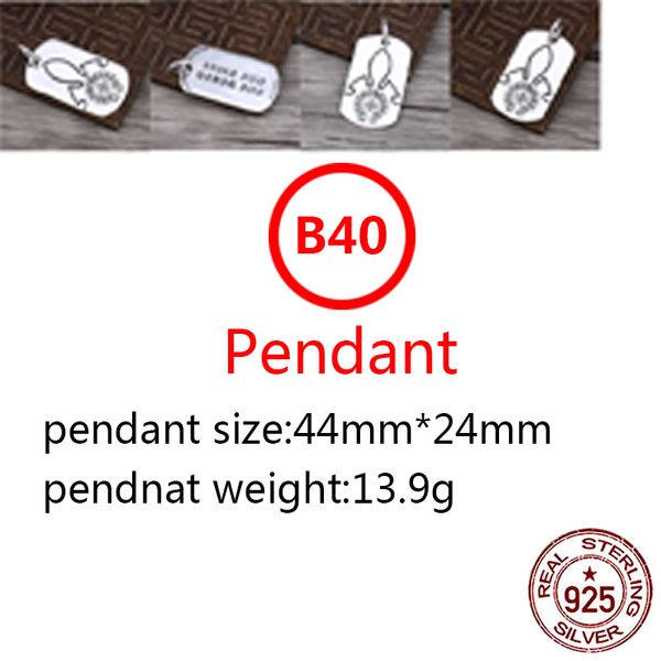 B40 S925 Pendentif En Argent Sterling Personnalisé Mode Simple Couple Creative Militaire Croix Lettre Net Rouge Hip Hop Punk Style Bijoux Amant Cadeau