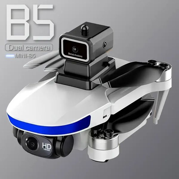 B5 Drone de juguete con control remoto blanco/naranja sin escobillas con cámara dual HD 1 batería Posicionamiento de flujo óptico Evitación inteligente de obstáculos de 360 ° Despegue con una tecla