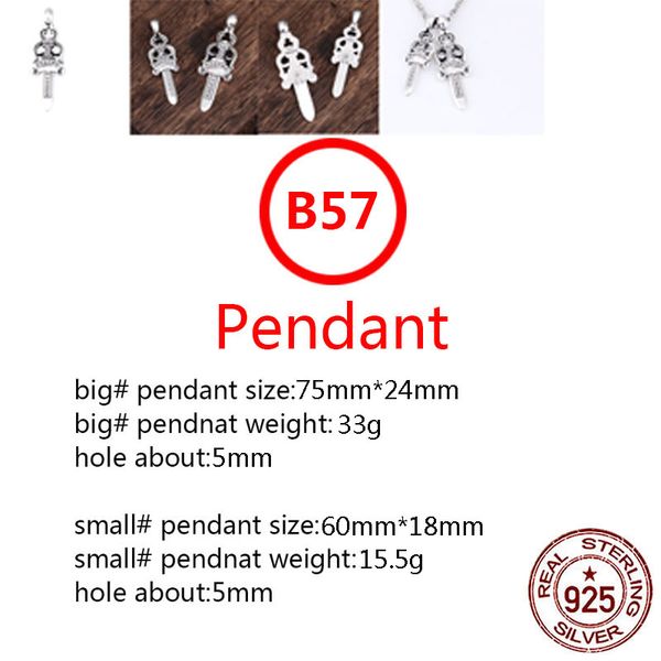 B57 S925 Pendentif En Argent Sterling Personnalisé Mode Simple Couple Créatif Épée Sacrée Lettre Net Rouge Hip Hop Punk Style Bijoux Amant Cadeau