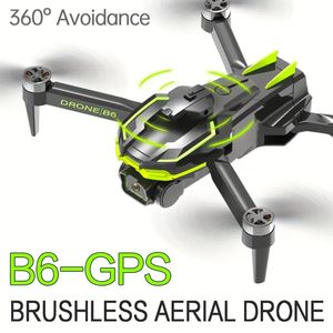Drone pliant sans balais B6, flux optique 2.4G, GPS avec double objectif, WIFI, photographe aérien professionnel, petite taille avec cardan de gouvernail, retour à un bouton GSP.