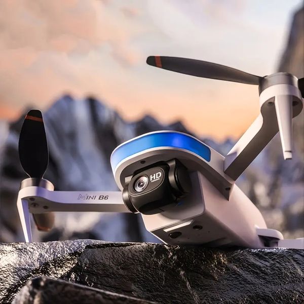 Drone pliable B6 GPS Dual Camera avec télécommande d'écran LED WiFi, mode sans tête, flip 3D comprend un sac de transport