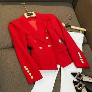 B618 damespakken blazers getij merk hoogwaardige retro modeontwerper rode serie colbert leeuw double-breasted slim plus size dameskleding