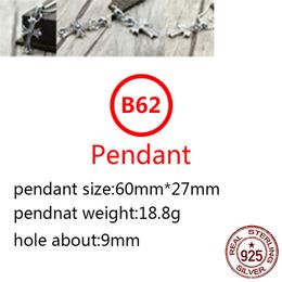 B62 S925 Pendentif En Argent Sterling Personnalisé Mode Simple Couple Créatif Croix Fleur Ensemble Diamant Maille Rouge Hip Hop Punk Style Bijoux Amant Cadeau