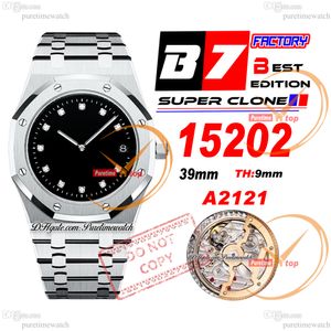 B7F 1520 Jumbo extra dun 39 zwarte onyx Grande Tapisserie wijzerplaat diamant A2121 automatisch herenhorloge roestvrijstalen armband Super Edition Puretimewatch Reloj Hombre