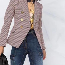 B958 costumes pour femmes Blazers Tide Marque de haute qualité créatrice de mode rétro Presbyopic Grid Series Jacket Veste à double serrage Slim Plus