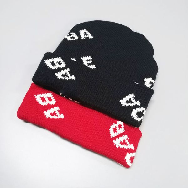 Ba famille Beanie Skull Caps Laine tricoté chapeau classique lettre tricot motif bonnet designer chaud mode rue tendance match hiver joli