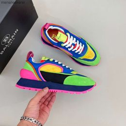 Baalmain Qualité Designer Chaussures Sneaker Top épais coloré tendance avec peau de vache pour hommes semelle épissée véritable velours côtelé beau T6OW