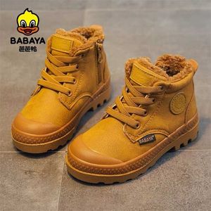 Babaya garçons coton-rembourré chaussures hiver Plus velours épaississement enfants bottes chaud Martens pour filles enfants 211227