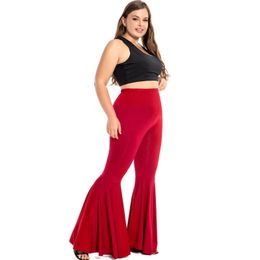 Babbytoro Dames Flare-leggings Wijde pijpen Losse Bell Bottom Dance Party Modal Cotton Legin-broek Plus Size 5XL 4XL 3XL L Zwart Rood 231225