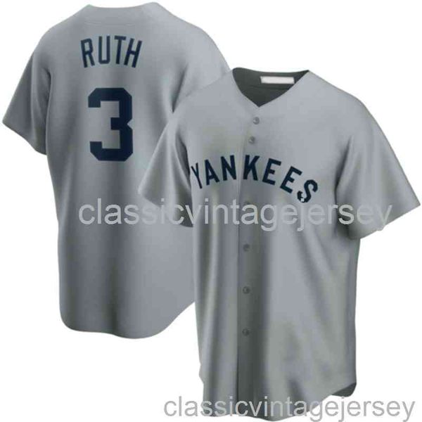 Babe Ruth # 3 NY AOP Baseball Jersey XS-6XL Cousu Hommes Femmes Jeunesse Baseball Jersey