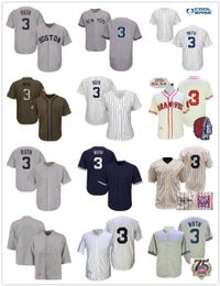 Babe Ruth baseball Jersey Retro Vintage 1914 1929 Grey Pinstripe Cooperstown 1935 Cream Pinstripe Hall Of Fame 75e hommes femmes jeunesse blanc
