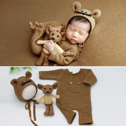 Accessoires pour bébés nés Costume Pographie Props Crochet Romper Boy Maternité Outfit Fille 0 à 3 mois pour la prise de vue de naissance 240308