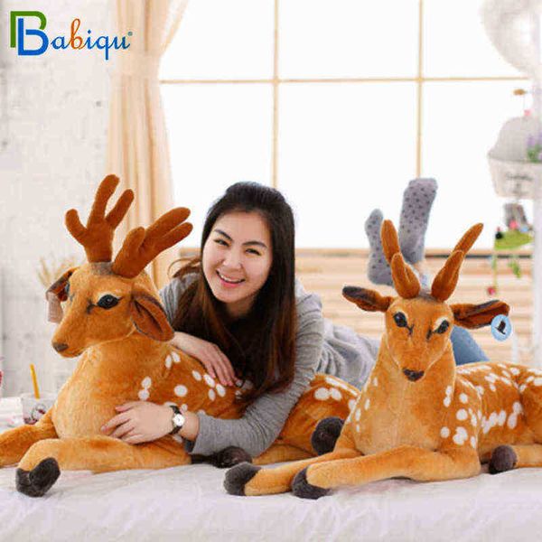 Babiqu 1Pc 75110Cm Grande Simulation Animal Cerf Sika Câlins En Peluche Mignon Girafe Poupées Pour ldren Bébé Creative Home Decor Cadeau J220729