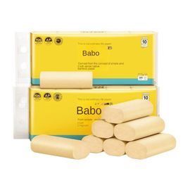 Rollo de papel BABO, pulpa de bambú nativa, tejido doméstico sin núcleo, 3 capas, 80g/rollo, 30 rollos para comenzar a disparar