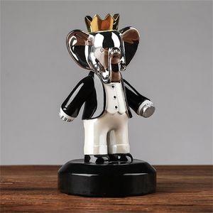 Babolex Home Decor Gift Elephant Figurine Electroplating Process Figurines voor Interior Animal Series Woonkamer Decoratie 220329