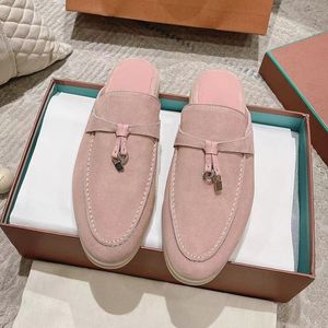 Babouche Mule Loafers Charms Walk Suede Femmes Slippers Flats Designer Chaussures Été Slip-on Deep Ocra authentique Moccasin Comfort Styl