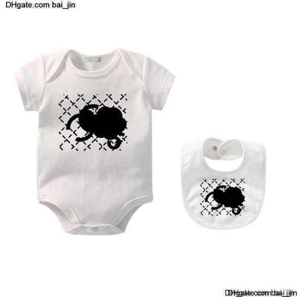 Baby 0-2t REBADOR ROMPERS MARCA C Lettre Manga corta para niños Jumpsuits 100% algodón cómodo Comunicia para niñas Smokids CXD240149-6