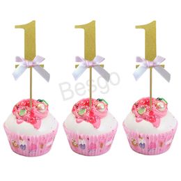 Baby 1 jubileum taart top decoratie diy nummer bowknot cake inzet vlag verjaardag feestje cakes bak decor accessoires bh6802 wly