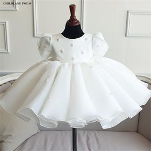 Baby 1st Birthday Party Wedding Dress Pearl Princess Girls Dress Lace Kids Vestidos para niña Baby Bautismo Dress Teenage Ball Gown 210331