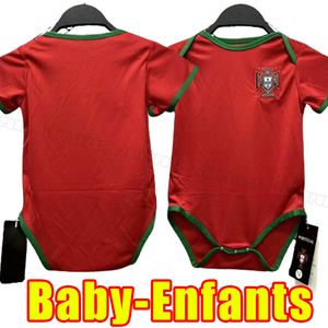Baby 2024 25 Portugese voetbalshirts Kids Kit Ronaldo Joao Felix Home Away voetbalshirt Bernardo Camisa de Futebol Full Set Child Enfants