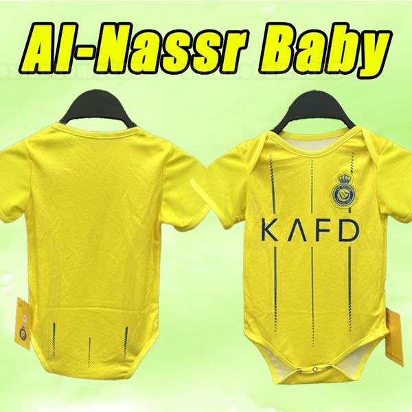 BABY 23 24 Al Nassr FC camisetas de fútbol 2023 2024 ronaldo kit para niños uniforme hogar amarillo cr7 camiseta de fútbol para niños t alnassr lejos martinez ghareeb arabia saudita enfants