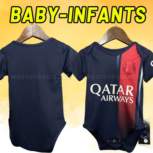 Baby 23 24 Jerseys de football MBAPPE HAKIMI SERGIO RAMOS WIJNALDUM Chemise de football 2023 2024 Ensembles Uniforme Enfants Maillot de Foot INFANTS HOME AWAY TROISIÈME