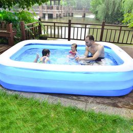 Piscine gonflable d'été pour bébés adultes et enfants, baignoire rectangulaire en PVC épais, pataugeoire extérieure, jouet d'eau intérieur X335s
