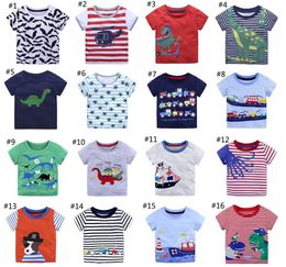 Bébé animal dessin animé T-shirts enfants garçons imprimer hauts été rayures T-shirts 2018 nouvelle Boutique enfants vêtements 35 couleurs