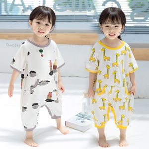 Bébé Animal Pyjamas Enfants Girafe Pyjamas Enfants Summer Sleepers Cartoon Filles One Piece Toddler Boys Pyjamas À Manches Courtes 3-7Y 201104