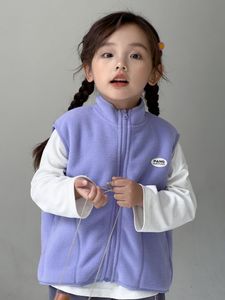 Bebé Otoño Moda Doble cara Shake Fleece Camiseta sin mangas cálida para niños Otoño e Invierno Chaleco de cuello alto de felpa para niños y niñas