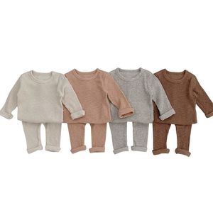 Bébé automne deux pièces côtelé ensemble de vêtements à manches longues sweat haut solide pantalon Leggings pour nouveau-né infantile tenues