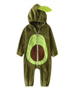 Baby avocado capuchon rompers winter warme flanel klimpak bovenkleding pasgeboren jumpsuit peuters bodysuit voor kinderkleding m9587720916