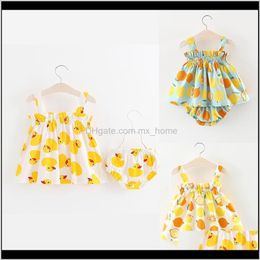 Baby Baby Kids Maternity Drop Delivery 2021 Verano 2 estilos Born Girl Litte Yellow Duck Lemon Vestshorts Sets Cute Girls Cartoon Clothing Xb1