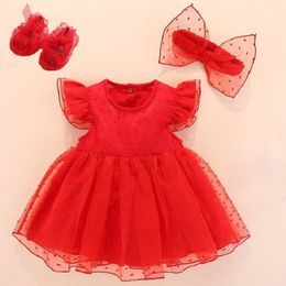 Robe de baptême de bébé rouge nouveau-né bébé filles robe de bébé robes bebe robe de baptême blanche pour bébé fille 3 6 9 mois 210315