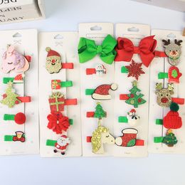 Baby Barrettes Christmas Children's Hair Clip Set van Five Snowman New Girl's Fashion Bow Edge Hairspin Cute Girl Accessories Factory Direct Prijs concessies