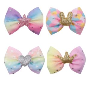 Baby Barrettes Girl Bow Hairspin Gradiënt Grosgrain Ribbon Hair Bows Kids Heart Stars Bow Hairclips For Children Hair Accessoires BJ