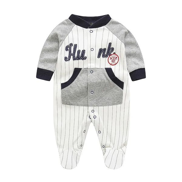 Vêtements de baseball pour bébé Coton né Layette 0 3 6 9 12 mois Manches longues Mvp Footie Pyjamas Costume de garçon en bas âge Première combinaison 231225