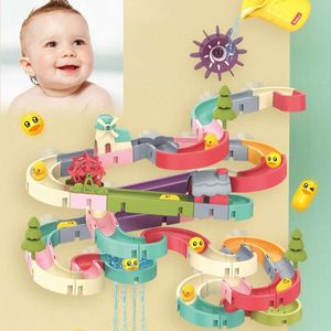 Baby Bath Diy Slide Tracks Pipeline Ducks Ducks Bathtub de salle de bain Play Rainbow Shower Water Educational Toys for Children L2405