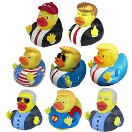 Baby Bath Flag Biden Rubber Toys Ducks PVC Funny Floating Water Duck Toy for Kids Gift Trump Party Decoration 0509 0510