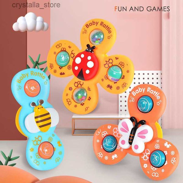 Bébé Bain Spinner Rotatif Ventouse Toupie Animal Spin Sucker Insecte Fidget Fingertip Jouets Enfants Drôle Hochets Anneau De Dentition L230518