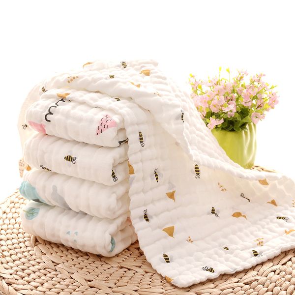 Serviette de bain pour bébé Chiffons confortables en mousseline pour rots Grands débarbouillettes 100 % coton 6 couches absorbantes et douces