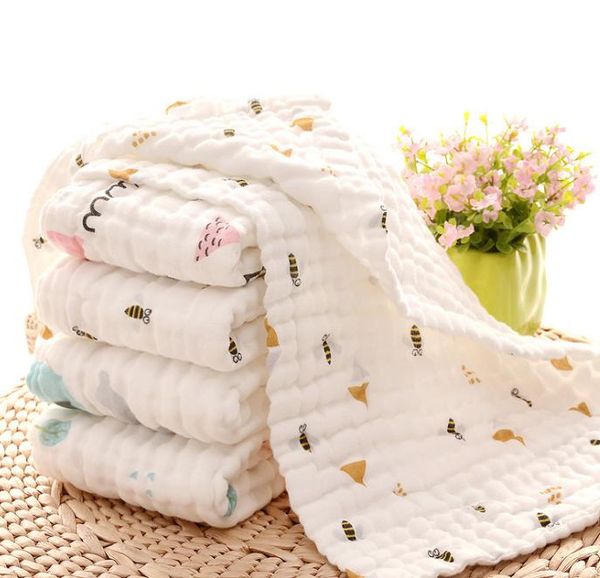 Serviettes de bain bébé 100% coton gaze nouveau-né Burp chiffons mousseline bébé visage serviette bébé garçons filles gant de toilette 17 dessins de dessin animé