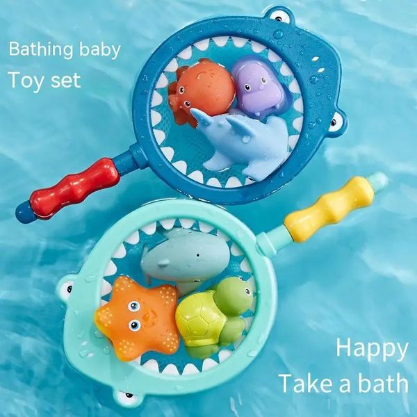 Bebé baño juguete animal pellizco alegría piscinas agua flotante jugando juguete león agua spray red pesca pez tiburón niños juguetes regalos 240228