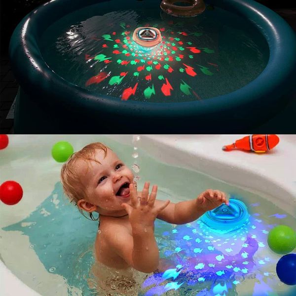 Juguete de baño para bebé Luces LED subacuáticas para baño a prueba de agua para bañera estanque piscina fuente cascada acuario niños piscina juguete decoración 240307