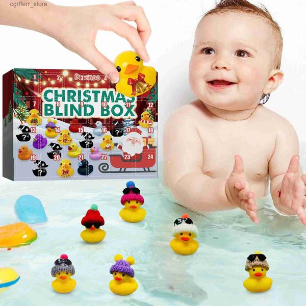 Baby Bath Toys 24 Rubber Ducks Adviento de Navidad Calendario con 24 días Calendario de goma Ducky Bathy Toy Creative Christmas Regals L48