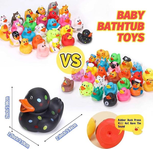 Baby Bath Toys 6/12 / 24/36 PCS 2 pouces Ducks Rubber Ducks 70 Designs Duckies for Kids